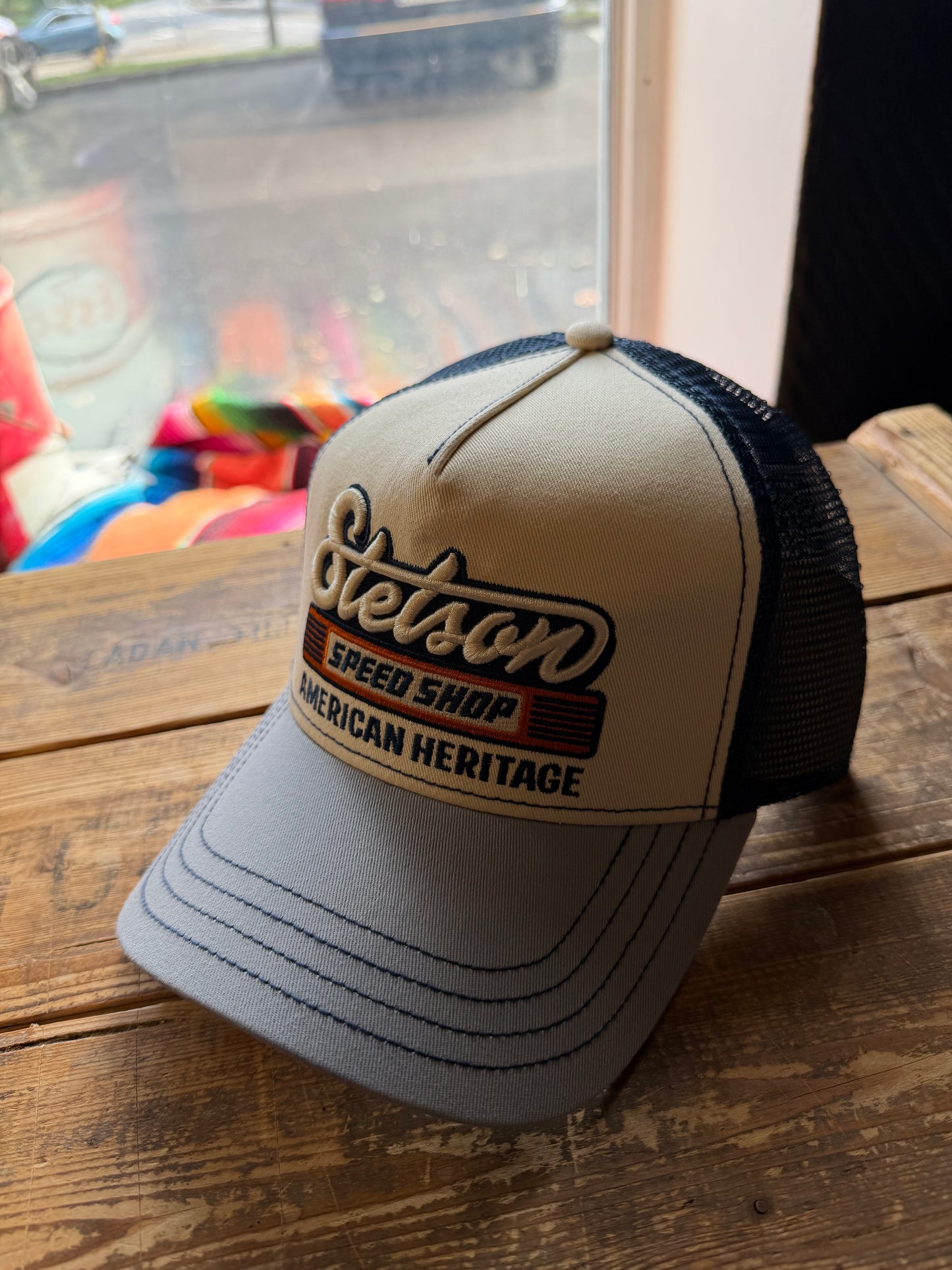 Stetson Trucker Keps speed shop blå beige