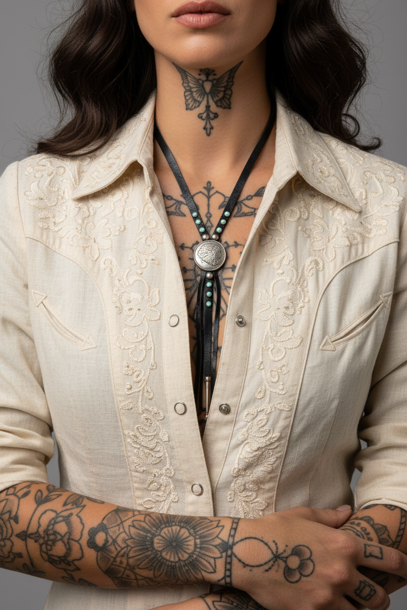 Texas jewelry dusty läder bolo indian halsband