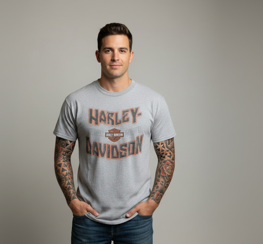 Harley Davidson motorcykel  tshirt grå xl  unisex