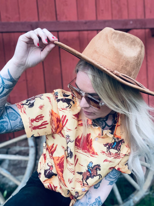 Rebell hatt brun filt hatt