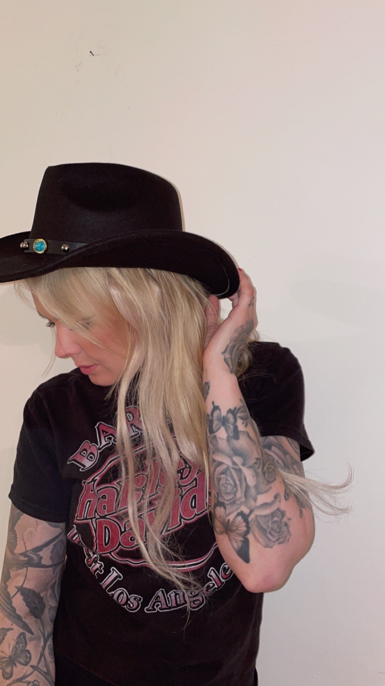 Rebell hatt svart turkos rem detalj unisex