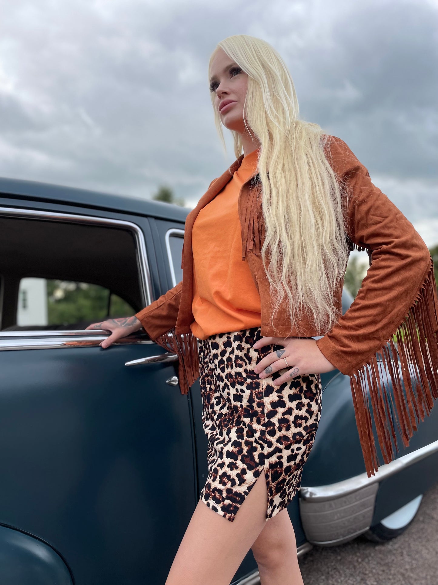 rebell  leopard kjol dammodell