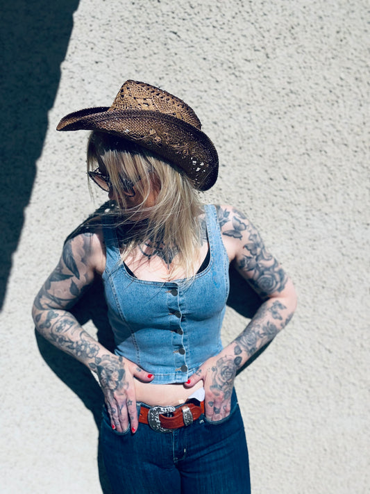 Rebell kort jeans linne dam