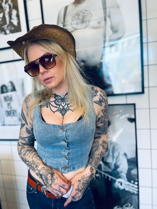 Rebell kort jeans linne dam