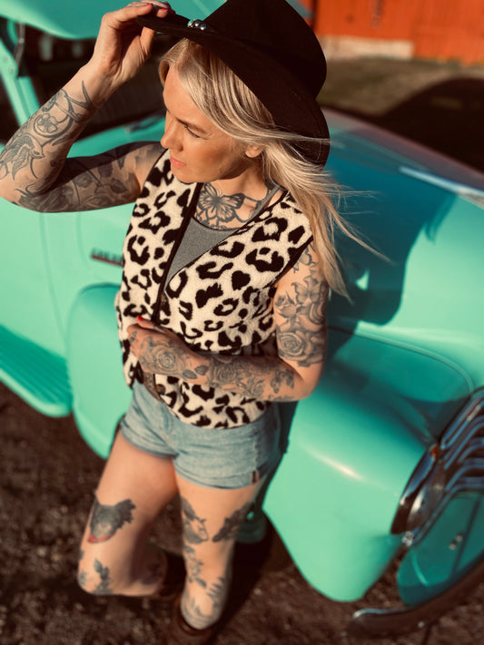 Rebell Teddy väst leopard dam