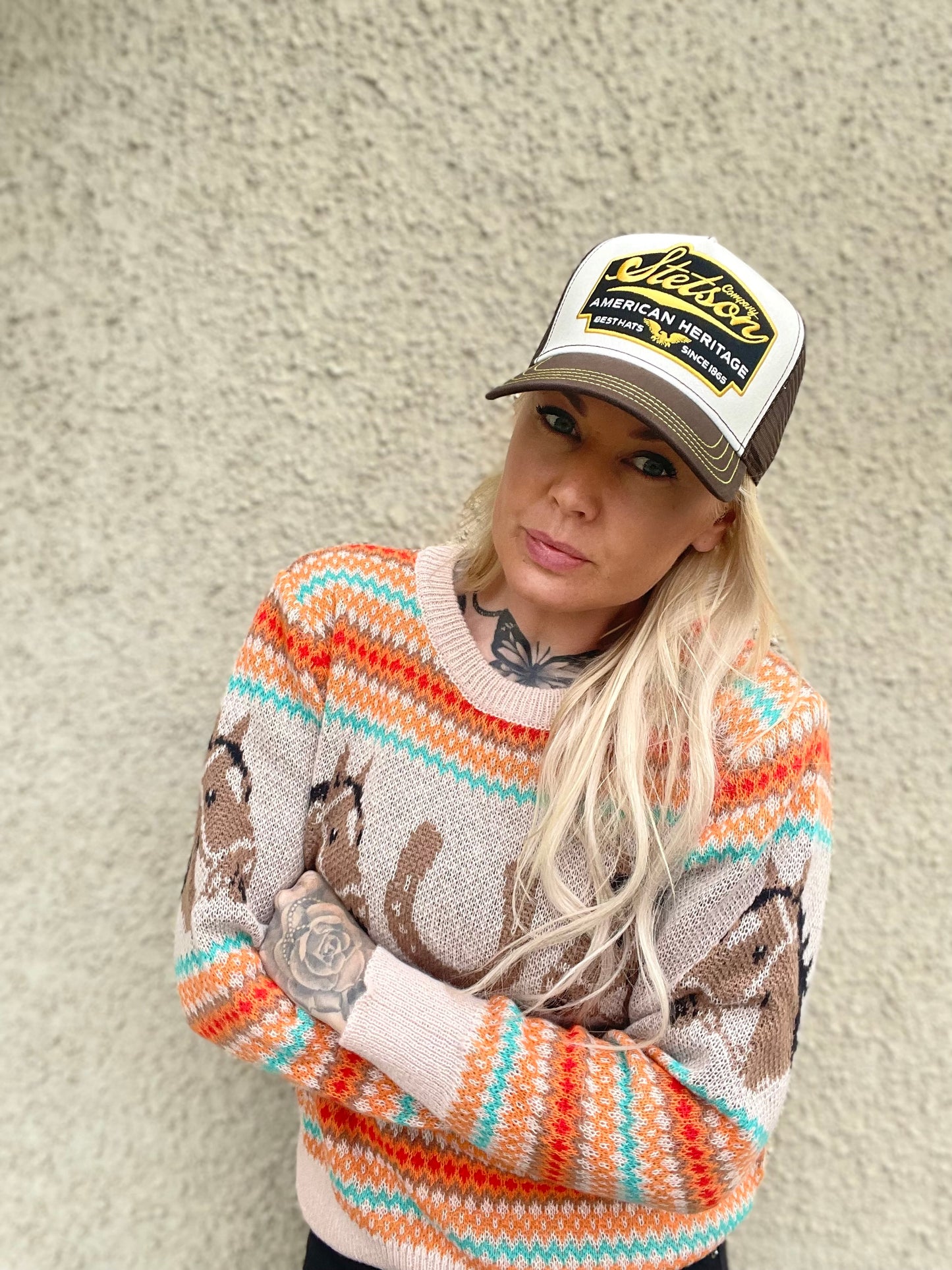 rebell boho western tröja häst motiv  dam