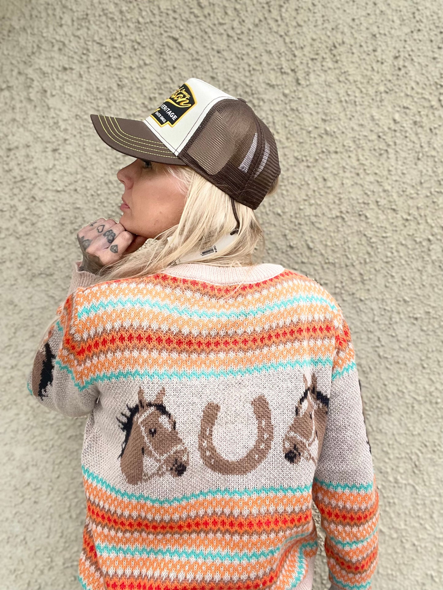 rebell boho western tröja häst motiv  dam