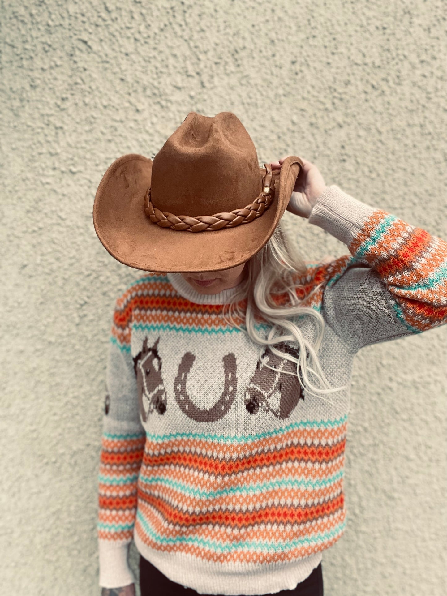 rebell boho western tröja häst motiv  dam
