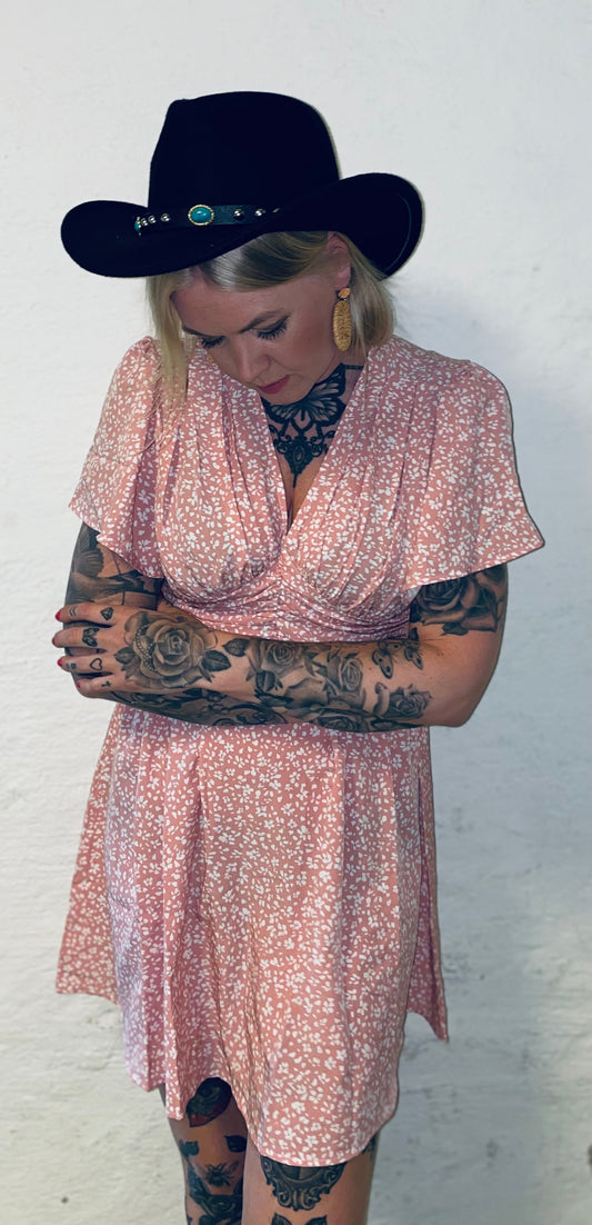 rebell boho western klänning rosa