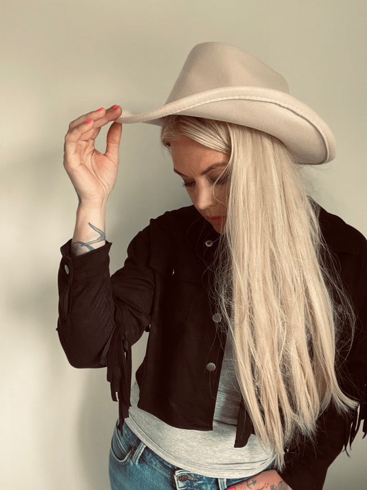 Rebell fransjacka svart knappar