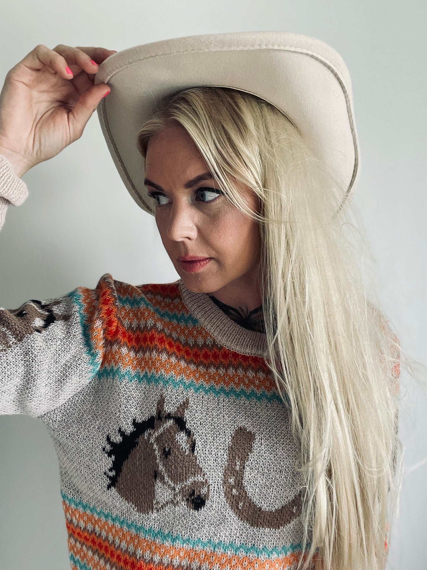 rebell boho western tröja häst motiv  dam