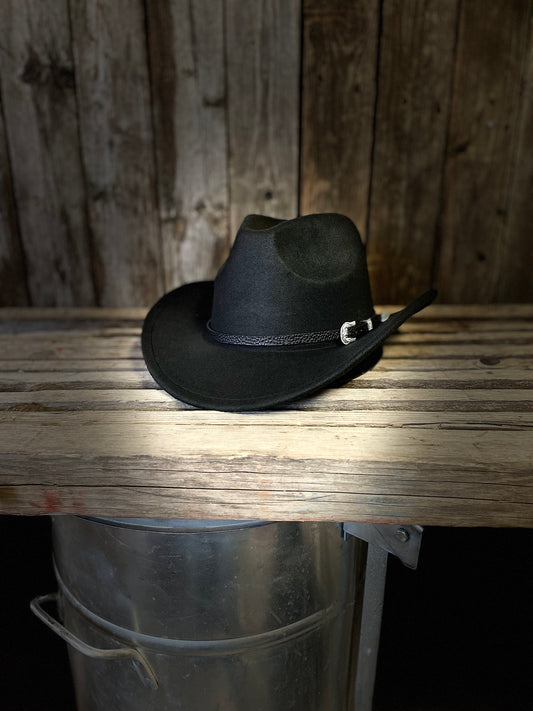 Rebell hatt svart med rem unisex