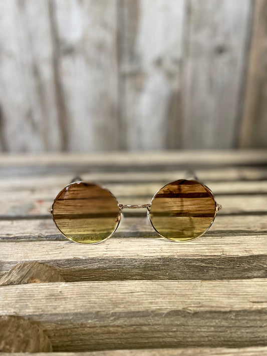 Rebell solglasögon gula beige runda