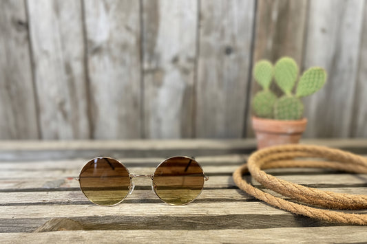 Rebell solglasögon texasT gula beige runda