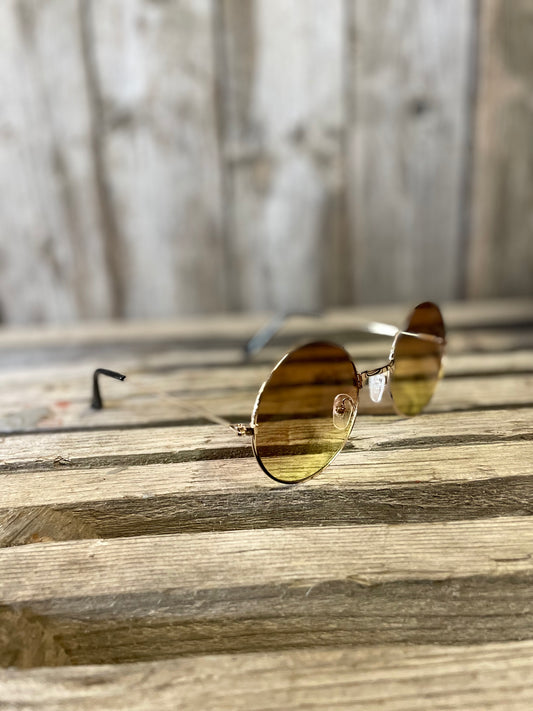 Rebell solglasögon gula beige runda