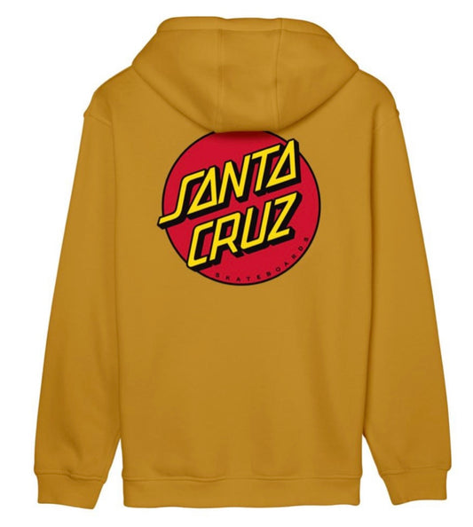 Santa Cruz hoodie klassisk dot senaps gul luva tryck fram & bak unsiex