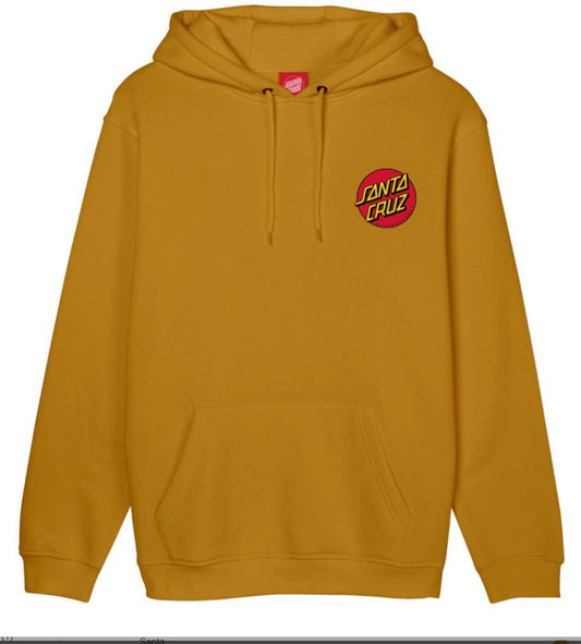 Santa Cruz hoodie klassisk dot senaps gul luva tryck fram & bak unsiex