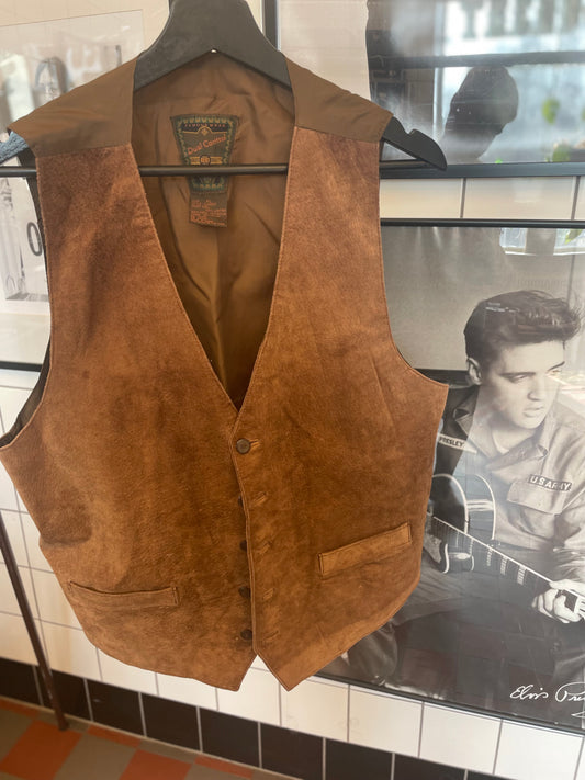 Rebell skinnväst mocka vintage xL brun