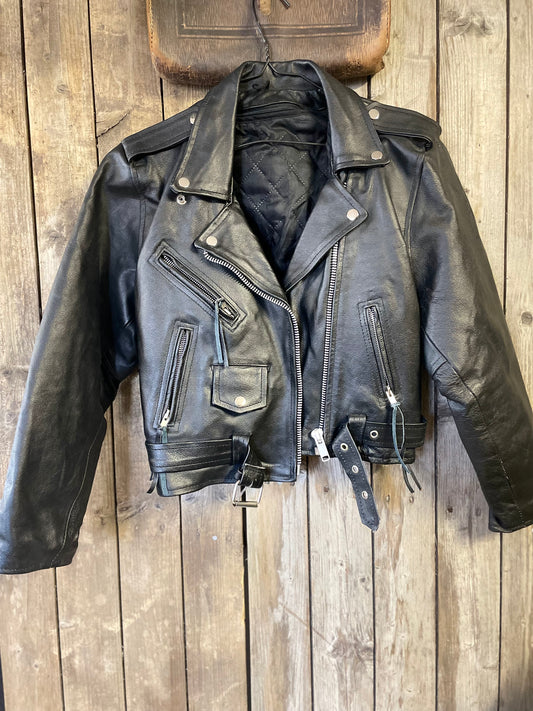 Rebell biker jacka skinnjacka svart s-m dam