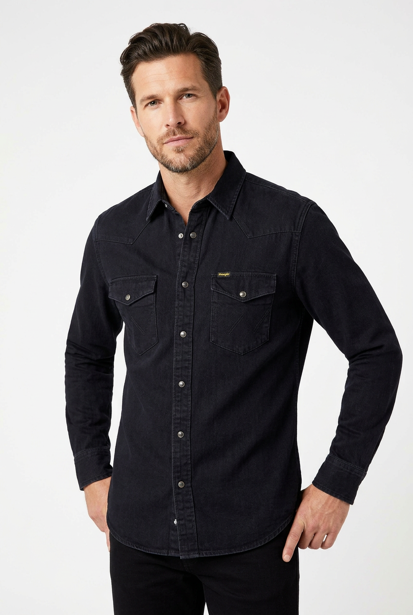 Wrangler skjorta manchestern  western shirt svart