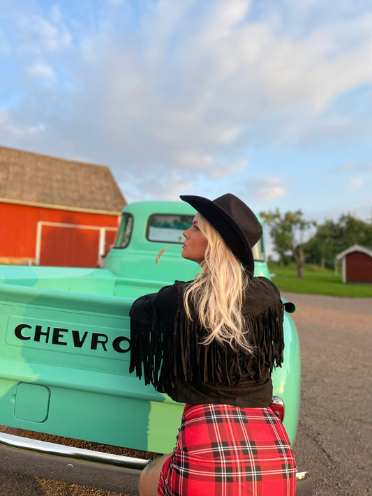 Rebell fransjacka svart