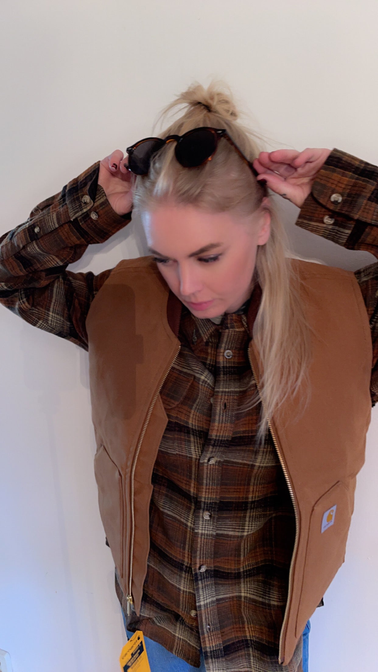 carhartt fodrad väst brown duck