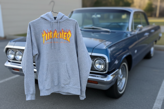 Vintage trasher hoodie grå medium