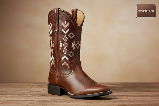 Ariat CANYON TAN WMS Round Up Skyler Wide Square Toe Western dam boots