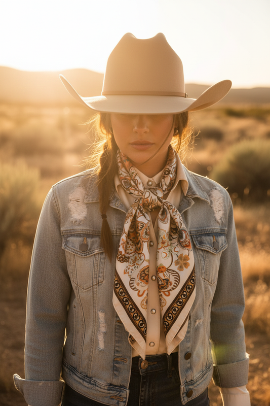 Beige boho wild rag scarf