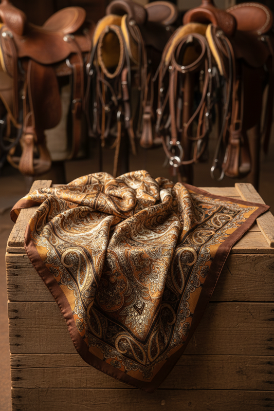 Brun guld paisley scarf