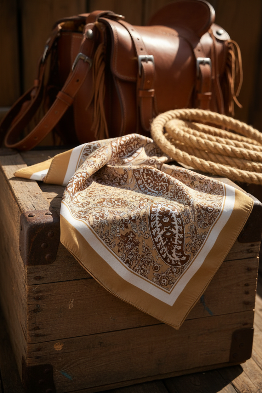 Brun guld tät paisley scarf