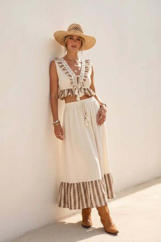 rebell boho western boho top & kjol i samma