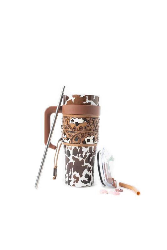 Myra bags Travel Tumbler Mugg Termos brun cowhide Läder