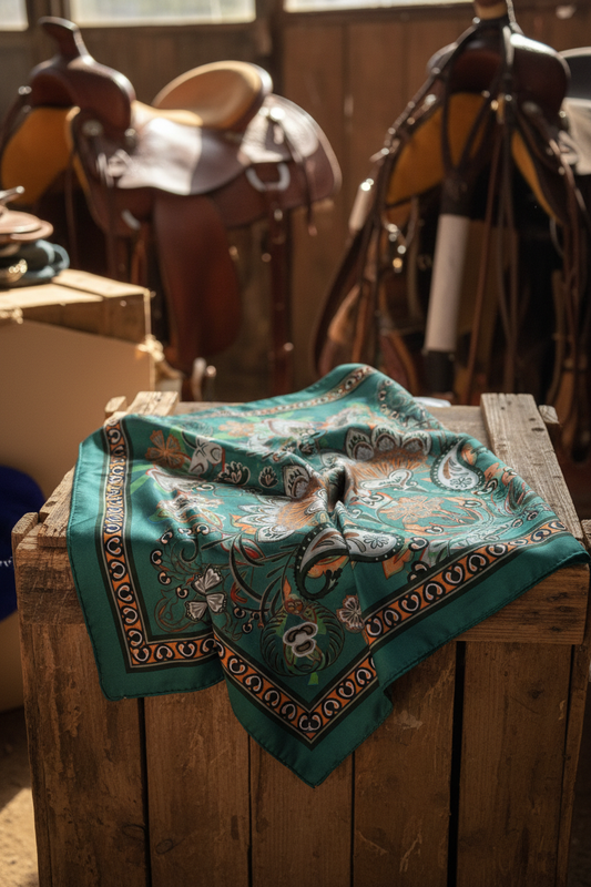 Grön boho blomma scarf