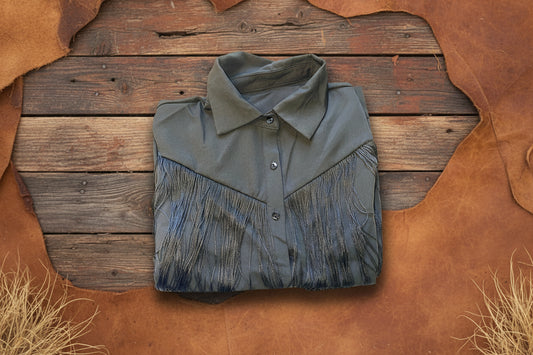 Rebell frans skjorta svart dam