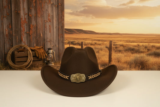 Rebell hatt brun tjur rem unisex