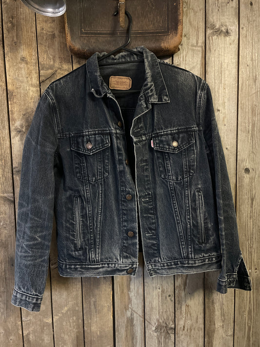 Vintage jeansjacka levis grå svart 42