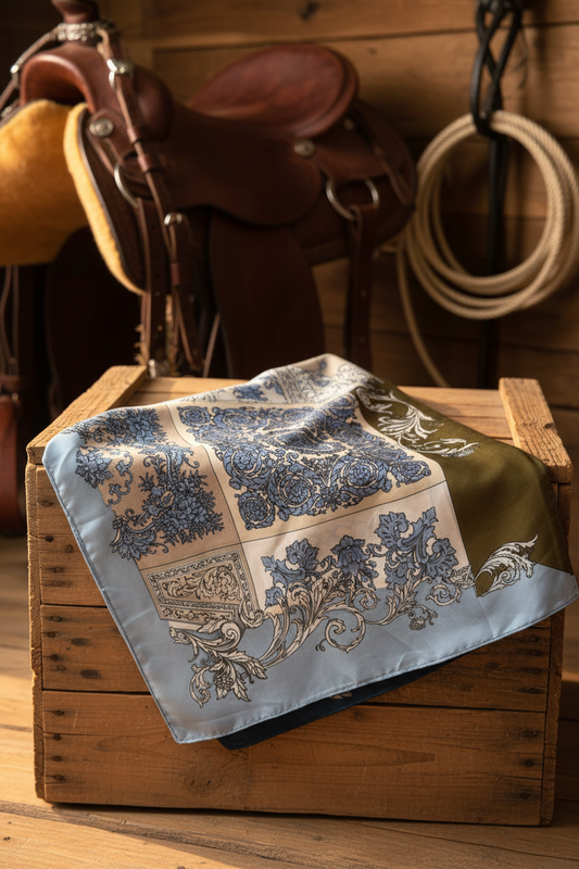 Ljusblå barock scarf