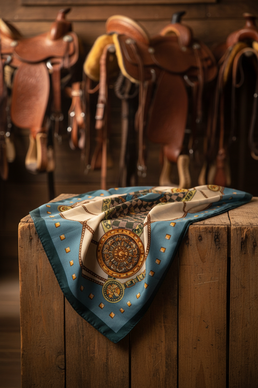Ljusblå equestrian scarf