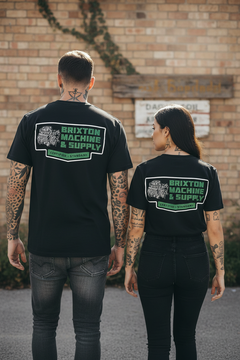 brixton machine grå tvättad tshirt unisex