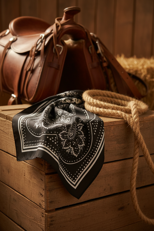 Svart vit paisley scarf