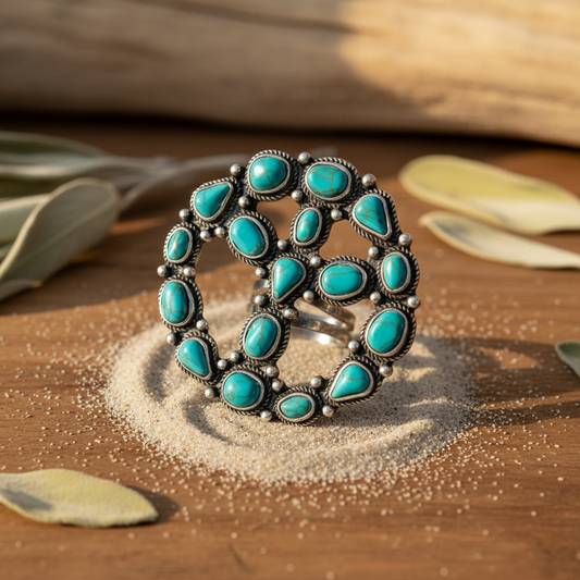 Turkos concho hänge med ny bakgrund