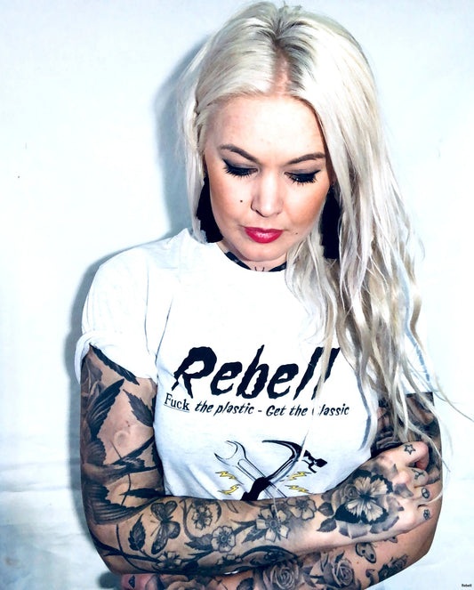 Rebell Tshirt -Fuck Plastic grå unisexRed
