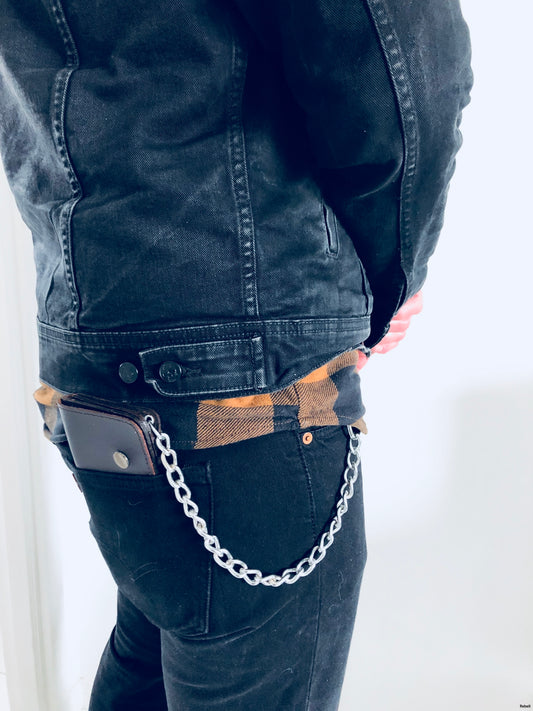 Rebell Läder Plånbok med kedja Brun