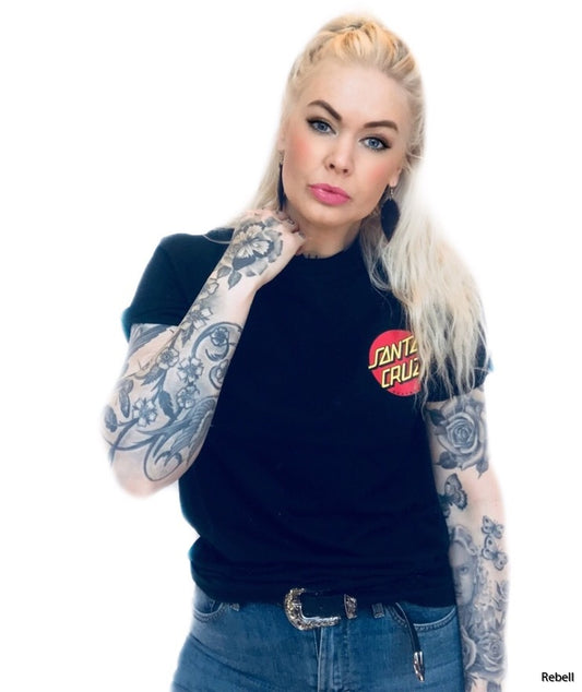 Santa cruz Tshirt classic tryck fram & ibak svart dam
