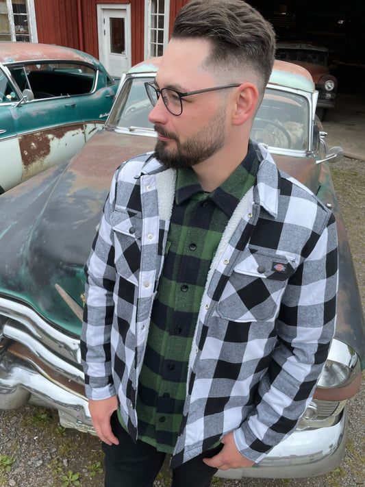 Dickies Flanell Jacka teddy fodrad vit / svart unisex
