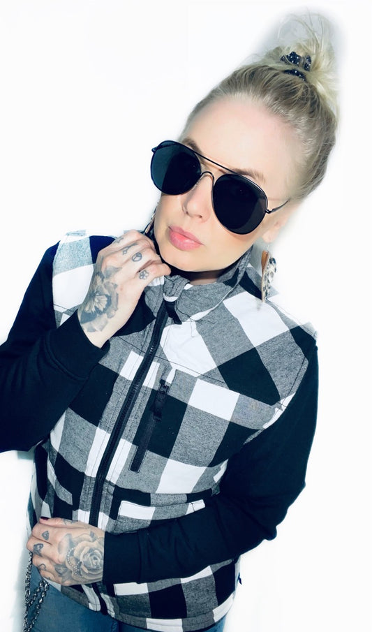 Urban classic flanell väst vit/svart unisex